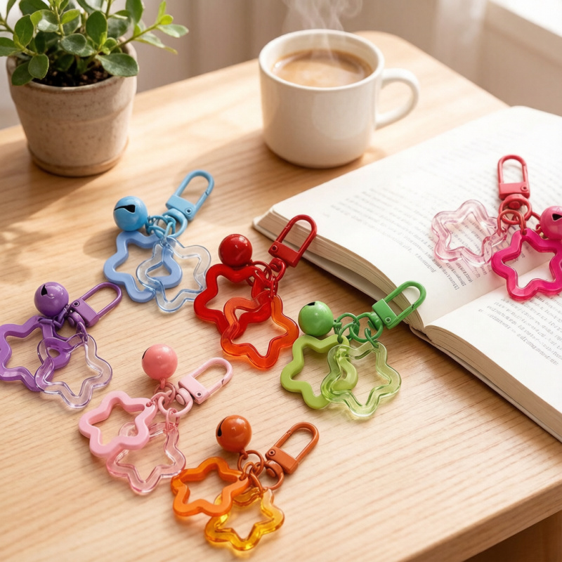 Phone Accessories Jewelry - 20Pcs Acrylic Star Keychains, Hollow Pentagram