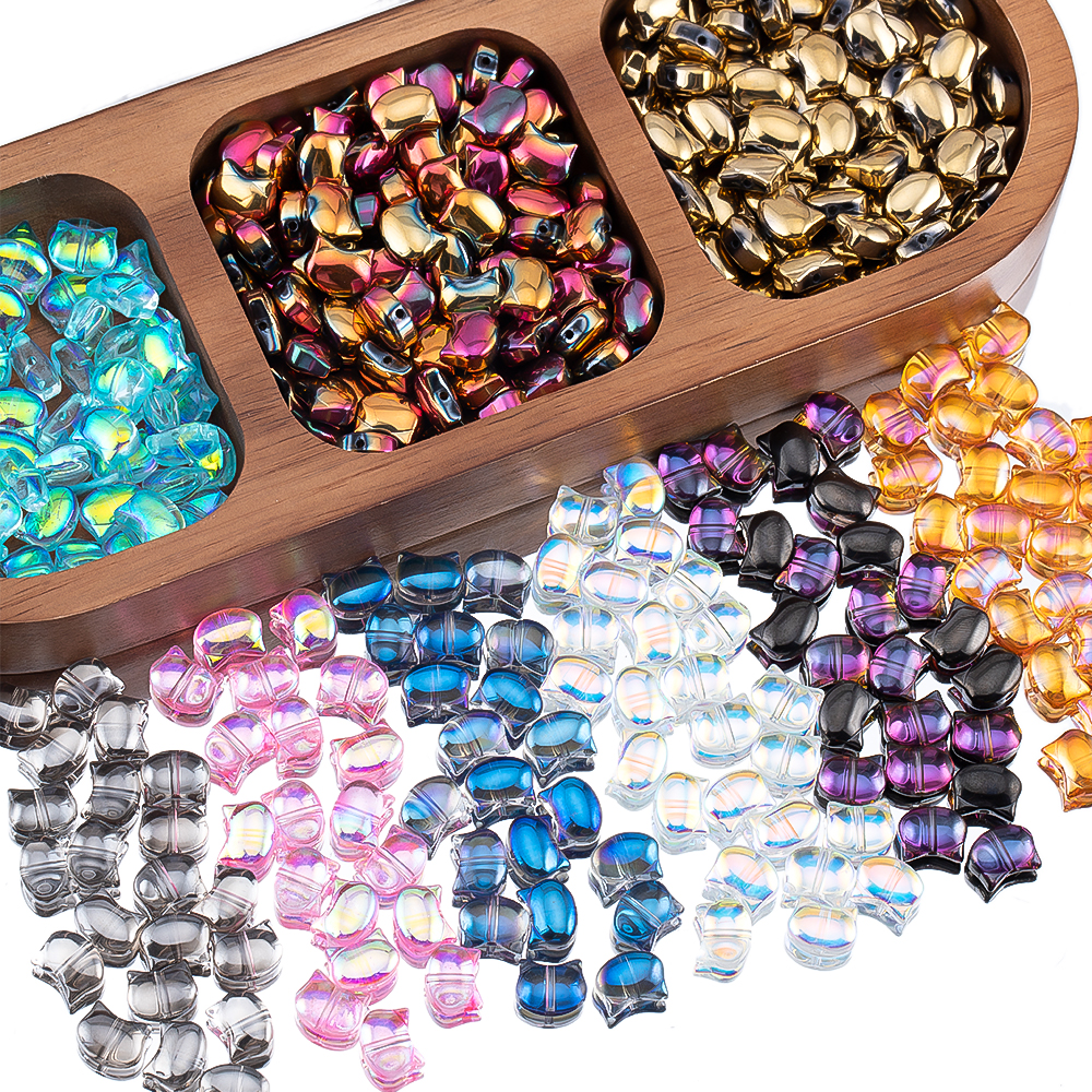 50pcs Colorful Cat Head Glass  – Phone Accessories Jewelry recenzja i cena