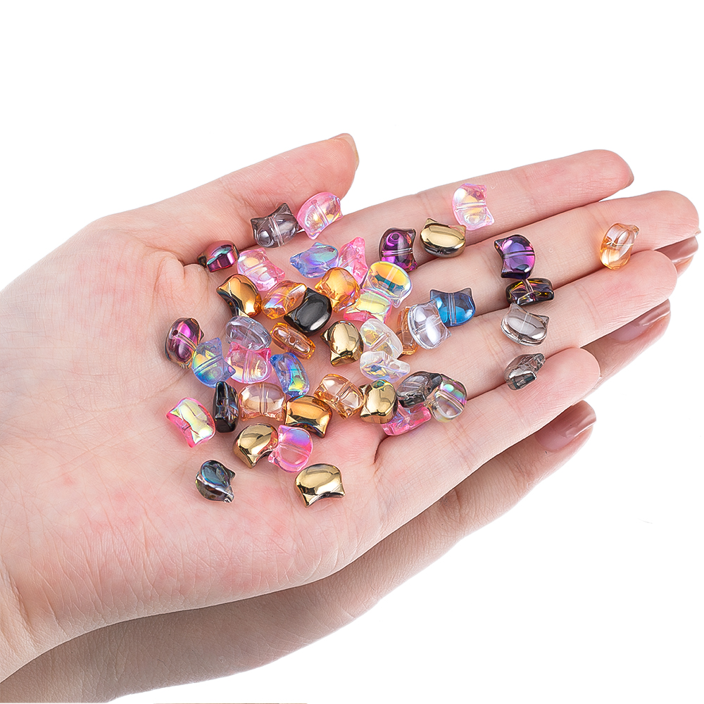 50pcs Colorful Cat Head Glass  – Phone Accessories Jewelry recenzja i cena